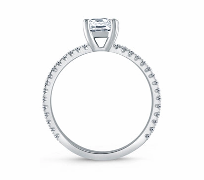 A.JAFFE CLASSICS CLASSIC EMERALD CUT CENTER MICRO PAV ENGAGEMENT RING 0.23             (not includ