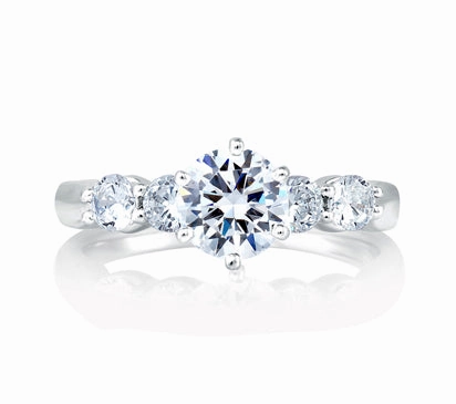 A.JAFFE CLASSICS CLASSIC FIVE STONE SIGNATURE ENGAGEMENT RING 0.4             (not including center