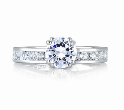 A.JAFFE CLASSICS CLASSIC PRINCESS CHANNEL SET CATHEDRAL ENGAGEMENT RING 0.49             (not inclu
