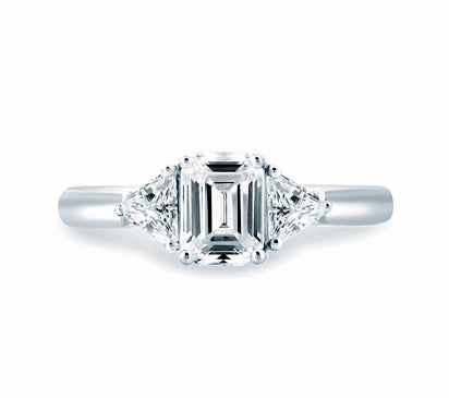 A.JAFFE CLASSICS CLASSIC THREE STONE EMERALD CUT CENTER ENGAGEMENT RING 0.5             (not includ