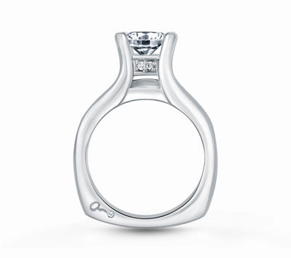A.JAFFE CLASSICS CLASSIC WIDE CHANNEL SET ROUND CENTER ENGAGEMENT RING 0.32            (not includi