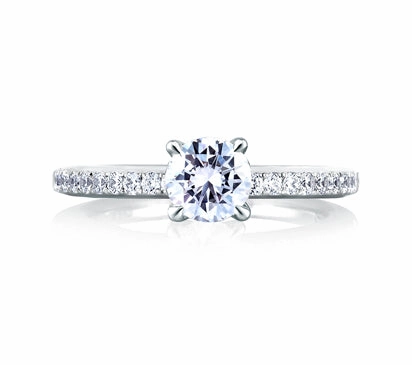 A.JAFFE CLASSICS DELICATE SINGLE ROW PAV ENGAGEMENT RING 0.27             (not including center st