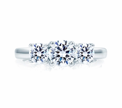A.JAFFE CLASSICS MULTI THREE STONE ROUND ENGAGEMENT RING 0.5             (not including center ston