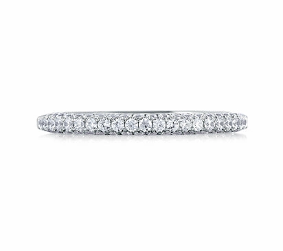 A.JAFFE CLASSICS PAV SET WEDDING BAND WITH DIAMOND STUDDED PROFILES 0.49