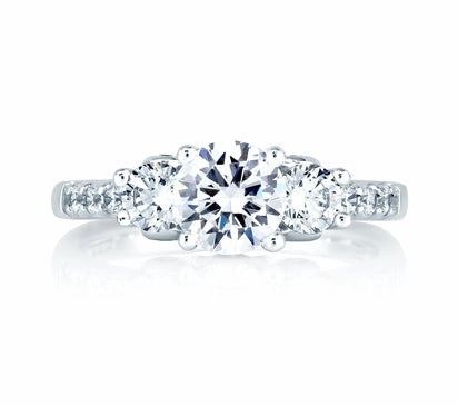 A.JAFFE CLASSICS ROUND THREE STONE PRONG SET WITH BEZEL SET ROUND STONES 0.72             (not incl