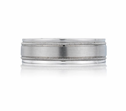 A.JAFFE CLASSICS SATIN & MILGRAIN MEN'S RING