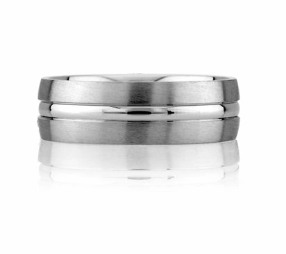 A.JAFFE CLASSICS SATIN FINISH CENTER BEVELED MEN'S RING
