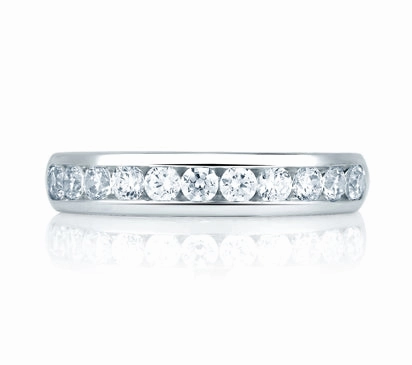 A.JAFFE CLASSICS SIMPLE ROUND DIAMOND CHANNEL SET WEDDING BAND 0.52