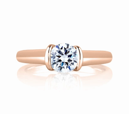 A.JAFFE CLASSICS SLEEK CENTER BEZEL, ACCENT PROFILE DIAMOND SOLITAIRE RING 0.02             (not in