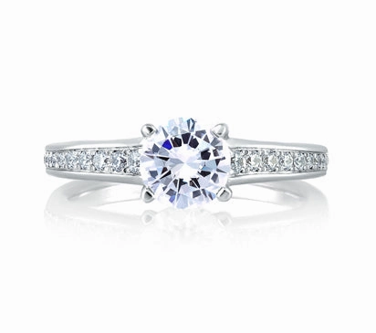 A.JAFFE CLASSICS SOLITAIRE WITH PAV AND BEZEL SET PROFILE DIAMOND ENGAGEMENT RING 0.23