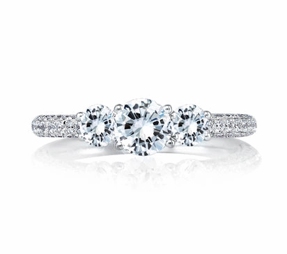 A.JAFFE CLASSICS SPARKLING THREE STONE PLUS SIGNATURE ENGAGEMENT RING 0.84             (not includi
