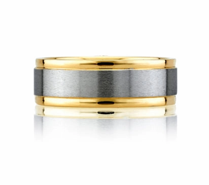 A.JAFFE CLASSICS TWO TONE CENTER BRUSHED MEN'S RING