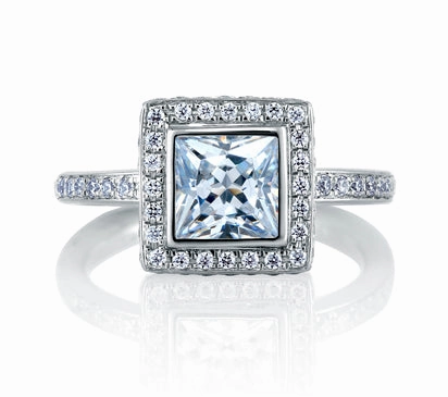 A.JAFFE METROPOLITAN ARCHITECTURAL THREE LEVEL INSPIRED PRINCESS ENGAGEMENT RING 0.61            (n