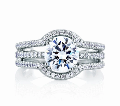 A.JAFFE METROPOLITAN ARCHITECTURAL THREE ROW HALO ENGAGEMENT RING 0.42             (not including c