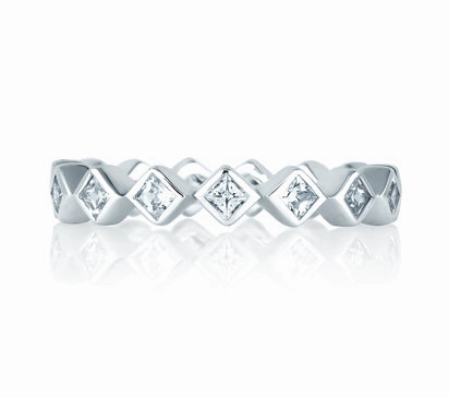 A.JAFFE METROPOLITAN BEZEL SET PRINCESS ANNIVERSARY RING 0.78
