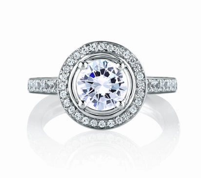 A.JAFFE METROPOLITAN CLASSIC HALO DISC RING 0.57             (not including center stone)