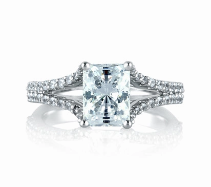 A.JAFFE METROPOLITAN CLASSIC SPLIT SHANK EMERALD ENGAGEMENT RING 0.4             (not including cen