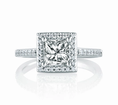 A.JAFFE METROPOLITAN CLASSIC SQUARE HALO RING 0.28            (not including center stone)