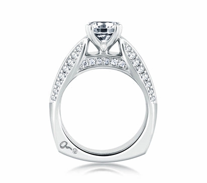 A.JAFFE METROPOLITAN CLASSIC WRAPPED DIAMOND THREE ROW CATHEDRAL ENGAGEMENT RING 0.73             (