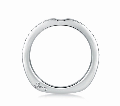A.JAFFE METROPOLITAN DELICATE PAV BAND WITH BRIGHT POLISHED CENTER CUP 0.15