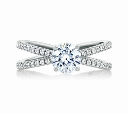 A.JAFFE METROPOLITAN DELICATE SPLIT SHANK WITH ROUND CENTER ENGAGEMENT RING 0.23             (not i