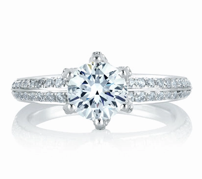 A.JAFFE METROPOLITAN DESIGNER SPLIT PRONG KNIFE EDGE SHANK ENGAGEMENT RING 0.5             (not inc