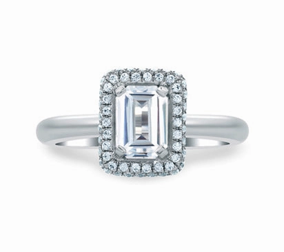 A.JAFFE METROPOLITAN EMERALD CUT DELICATE PAV BRIDAL ENGAGEMENT RING 0.34             (not includi