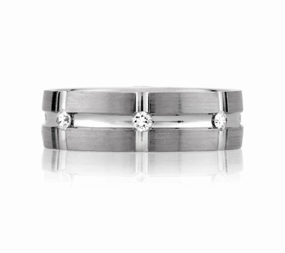 A.JAFFE METROPOLITAN GROOVED MODERN SPOKE MEN'S DIAMOND RING 0.37