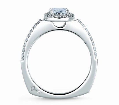 A.JAFFE METROPOLITAN OVAL DISC SHANK HALO ENGAGEMENT RING 0.54            (not including center sto