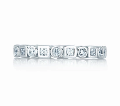 A.JAFFE METROPOLITAN ROUND AND PRINCESS ETERNITY ANNIVERSARY RING 0.61