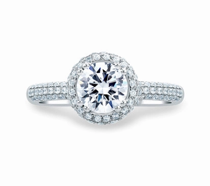 A.JAFFE METROPOLITAN ROUND CUT DELICATE PAV BRIDAL ENGAGEMENT RING 0.52             (not including