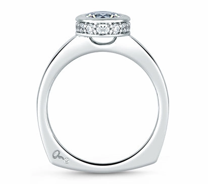 A.JAFFE METROPOLITAN ROUND HALO BEZEL CENTER SET ENGAGEMENT RING 0.17             (not including ce