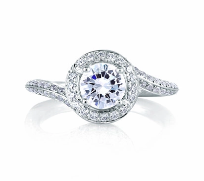 A.JAFFE METROPOLITAN SIGNATURE SPIRAL HALO ENGAGEMENT RING 0.5             (not including center st