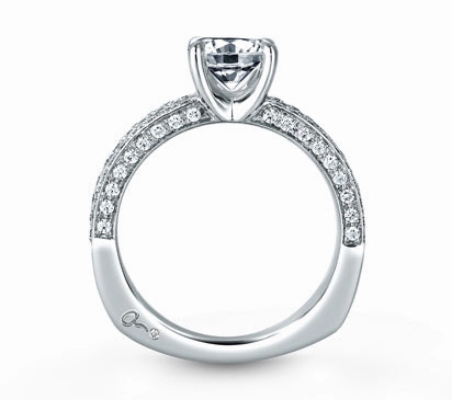 A.JAFFE METROPOLITAN THREE ROW SHARED PRONG ENGAGEMENT RING 0.69             (not including center