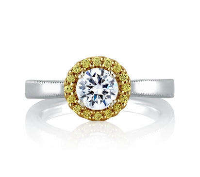 A.JAFFE METROPOLITAN TWO TONE CATHEDRAL HALO ENGAGEMENT RING 0.12             (not including center