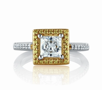 A.JAFFE METROPOLITAN TWO TONE MODERN HALO PRINCESS ENGAGEMENT RING 0.28            (not including c