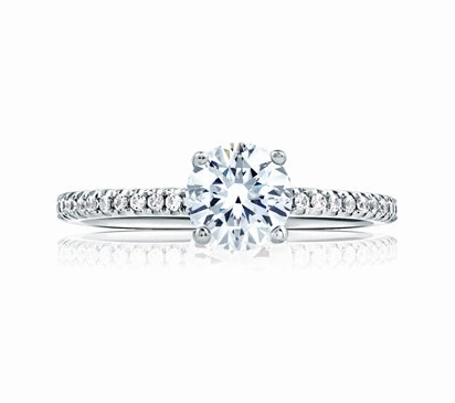 A.JAFFE QUILTED COLLECTION CLASSIC ROUND CENTER ETERNITY MICRO PAV ENGAGEMENT RING 0.25