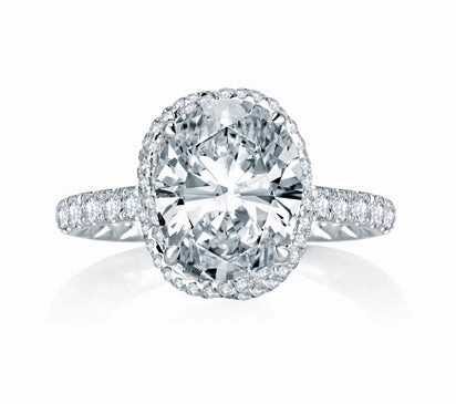 A.JAFFE QUILTED COLLECTION DAZZLING OVAL PAV VINE-CROSSOVER DIAMOND ENGAGEMENT RING 0.45