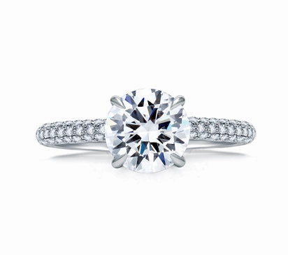 A.JAFFE QUILTED COLLECTION DELICATE PAV ROUND DIAMOND CENTER QUILTED ENGAGEMENT RING 0.54