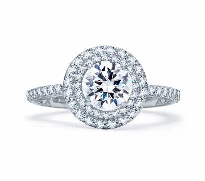 A.JAFFE QUILTED COLLECTION DELICATE ROUND DOUBLE HALO QUILTED ENGAGEMENT RING 0.59             (not