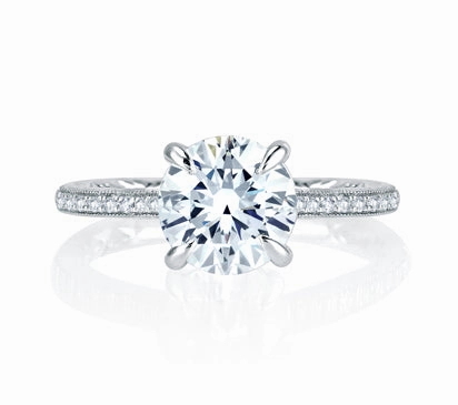 A.JAFFE QUILTED COLLECTION FOUR PRONG HAND SET PAV ROUND DIAMOND QUILTED ENGAGEMENT RING 0.2