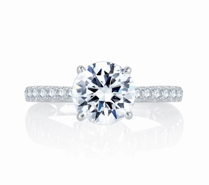 A.JAFFE QUILTED COLLECTION FRENCH PAV ROUND CENTER DIAMOND QUILTED ENGAGEMENT RING 0.26