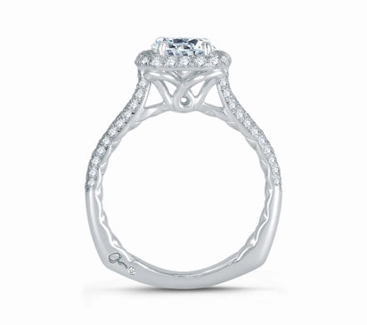 A.JAFFE QUILTED COLLECTION MICRO PAV CUSHION HALO CENTER QUILTED ENGAGEMENT RING 0.5            (n