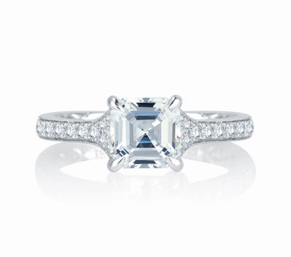 A.JAFFE QUILTED COLLECTION MODERN MEETS VINTAGE MICRO PAV ASSCHER CUT DIAMOND CENTER QUILTED ENGAG