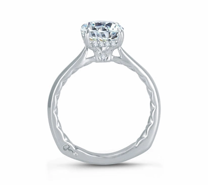 A.JAFFE QUILTED COLLECTION PEEK-A-BOO PAV PROFILE CUSHION CENTER DIAMOND QUILTED ENGAGEMENT RING 0