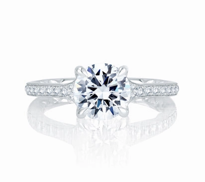 A.JAFFE QUILTED COLLECTION QUILTED ANTIQUE INSPIRED LOOK ROUND DIAMOND CENTER ENGAGEMENT RING 0.18