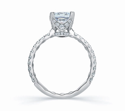 A.JAFFE QUILTED COLLECTION QUILTED FRENCH PAV PRINCESS CUT CENTER ENGAGEMENT RING 0.48
