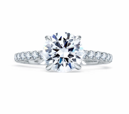 A.JAFFE QUILTED COLLECTION QUILTED FRENCH PAV ROUND DIAMOND CENTER ENGAGEMENT RING 0.48