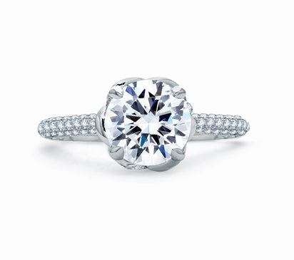 A.JAFFE QUILTED COLLECTION QUILTED MICRO PAV HALO DESIGNER KNOT ENGAGEMENT RING 0.48             (
