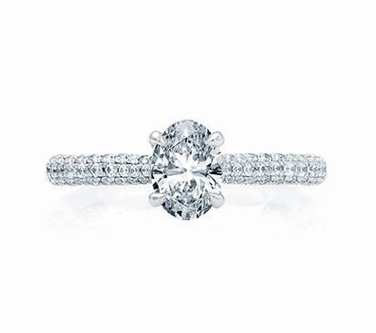 A.JAFFE QUILTED COLLECTION QUILTED MICRO PAV OVAL ENGAGEMENT RING 0.23            (not including c